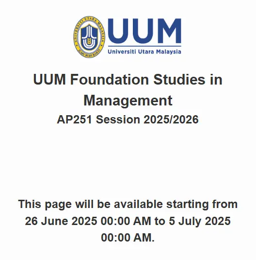 UUM Course Registration for foundation studies in Management